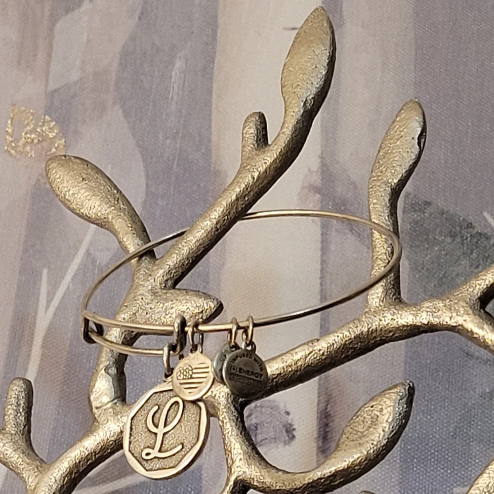 Alex and Ani Monogram Initial "L" Charm Bangle Bracelet Silver-tone - Picture 10 of 13